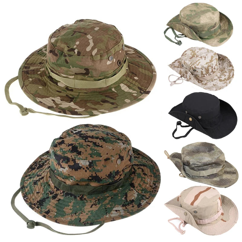 Camouflage Tactical Boonie Hats Camping Climbing Bucket Sniper Hat Men