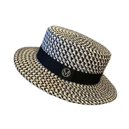 Women's Elegant Houndstooth Sun Hat - Wide Brim UV Protection Beach Hat