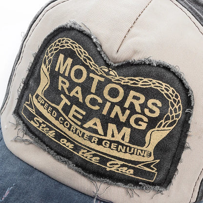 Washed Cotton Damage Baseball Cap Motor For Men Women