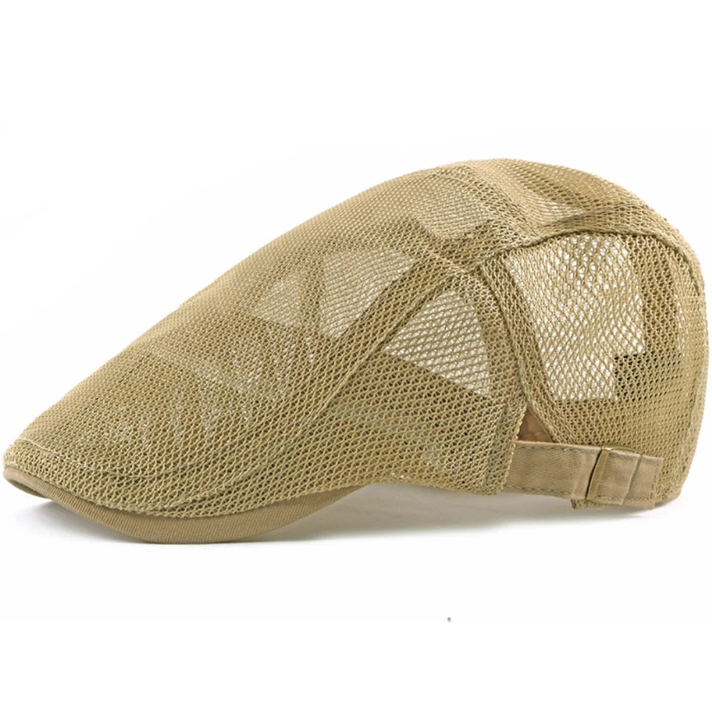 Men Women Breathable Mesh Trucker Cap Solid Plain Ivy Flat Cap Male Female Berets