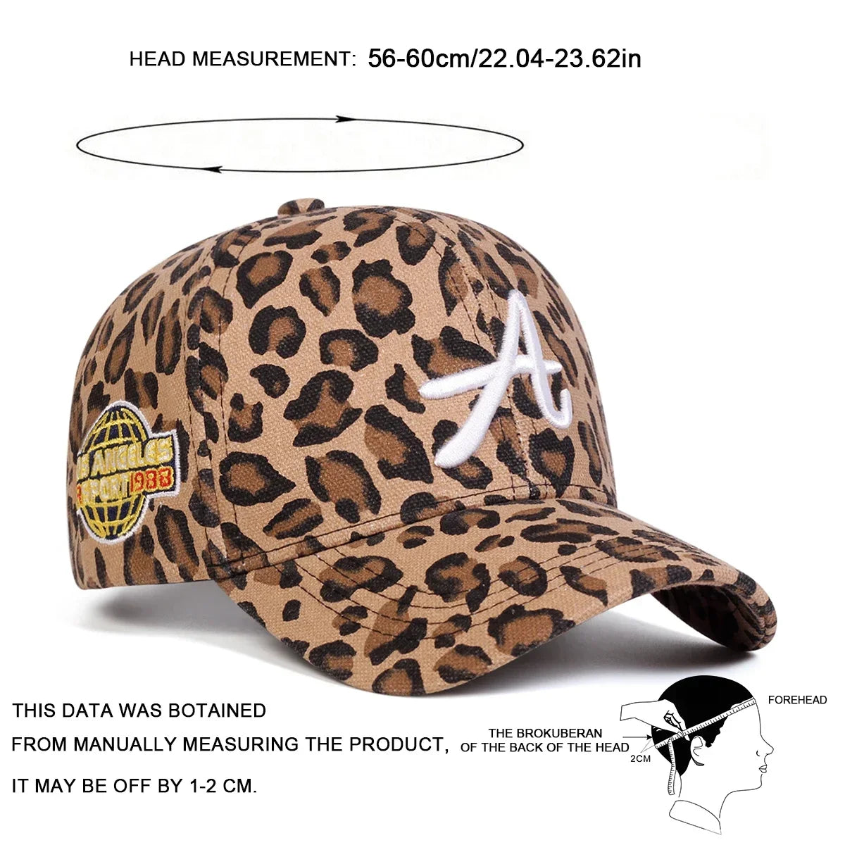 Unisex A Letter Embroidery Leopard Print Baseball Caps