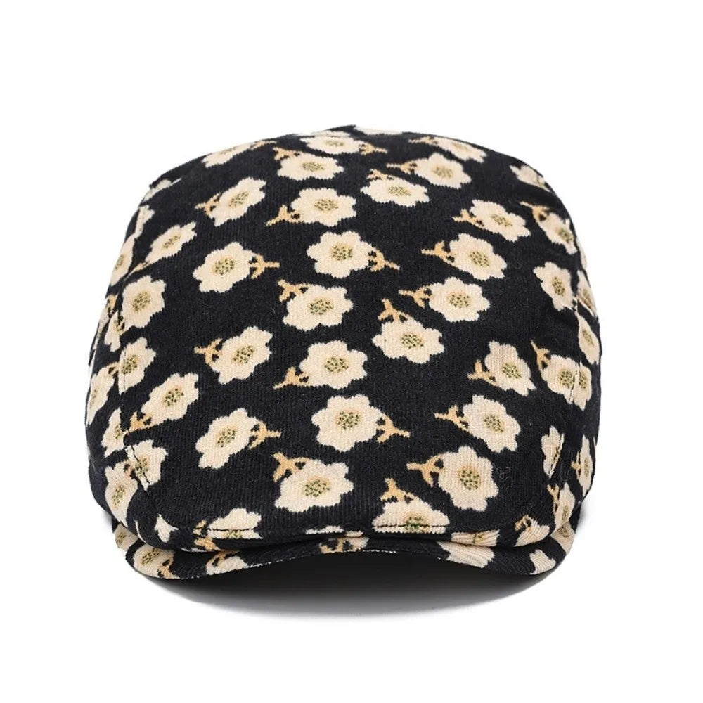 Vintage Retro Floral Beret Hat Adjustable Fishing Casual Artist Painter Hat