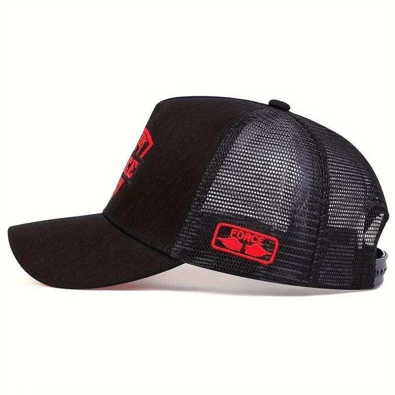 Unisex Force Letter Embroidery Baseball Net Caps Casual Hats Spring and Summer