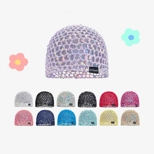 2026 New Kawaii Hollow Lace Sequin Mesh Bucket Hat