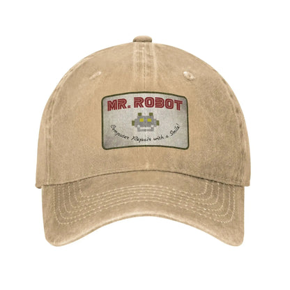 Computer With Sourires Anime Funny Mr Robot Custom Retro Cowboy Washed Baseball Caps