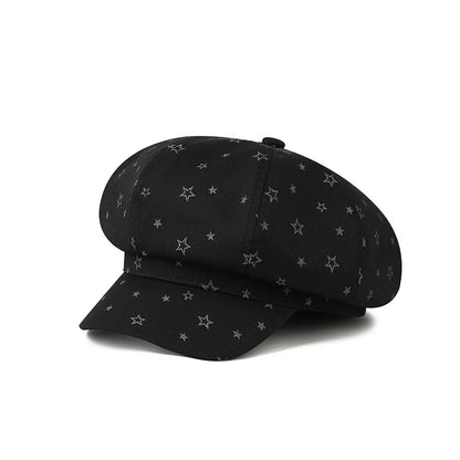 New Spring Autumn Octagonal Cap Women, Wide Brim Fashion Painter Hat Peaked Cap