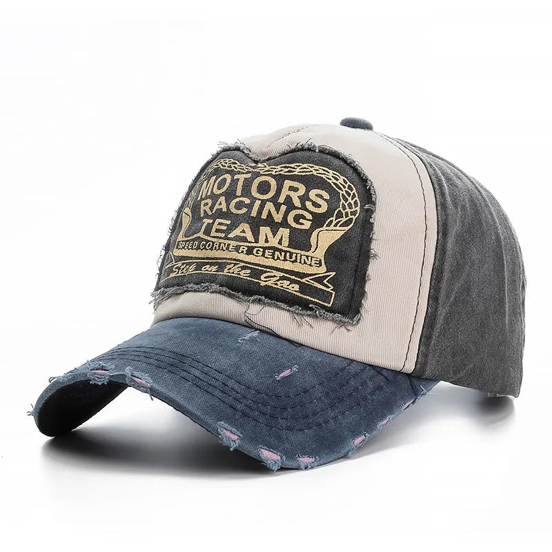 Washed Cotton Damage Baseball Cap Motor For Men Women