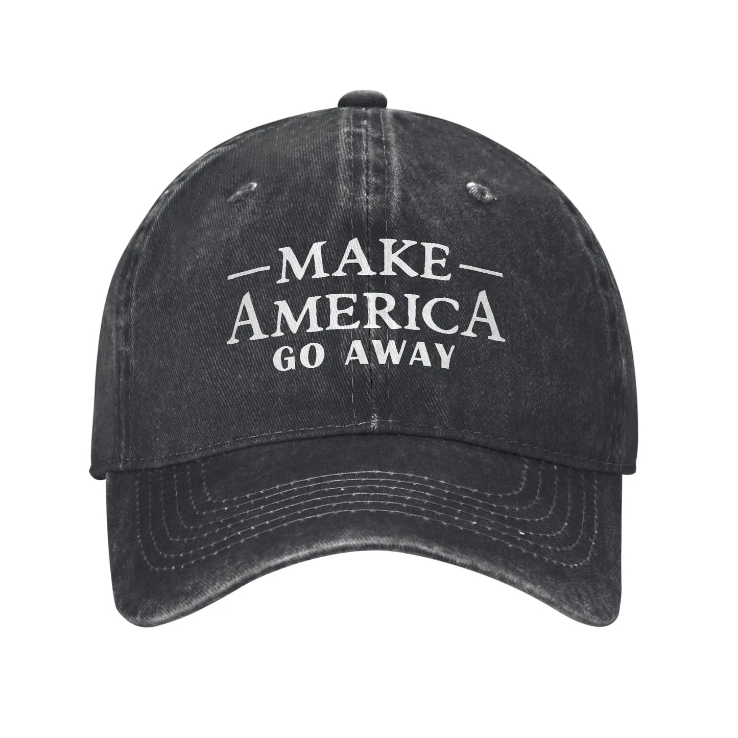 Make America Go Away Unisex Baseball Cap Funny Sarcasm Saying Distressed Denim Hats