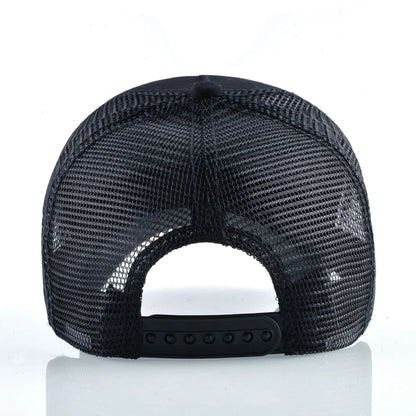Unisex Black Baseball Cap With Animals Embroidery Patch For Men Women