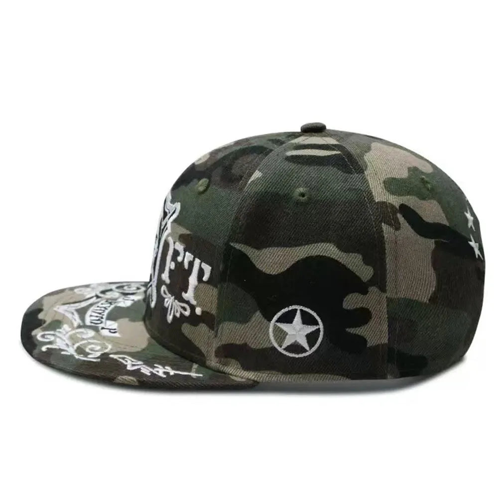 2026 Camouflage Skull Embroidery Snapback Hat