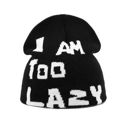 Y2k Letter Butter Knit Hats Skullies Beanies Autumn Winter Warm Hat
