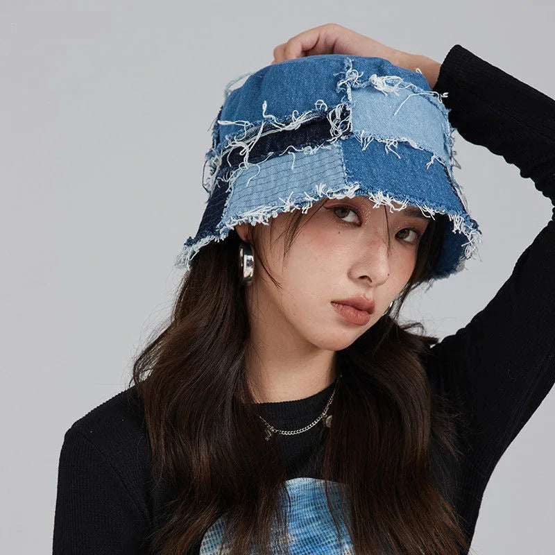 Japanese Niche Designer Bucket Hat Showing Small Face Retro
