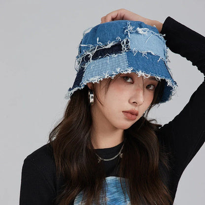 Japanese Niche Designer Bucket Hat Showing Small Face Retro
