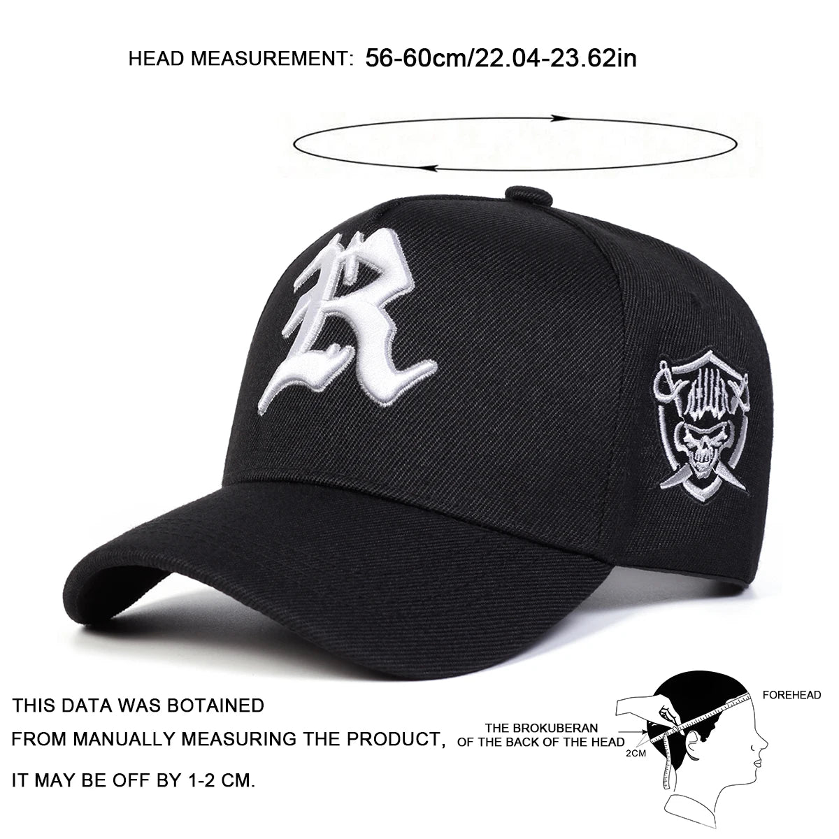 Unisex R Letter Embroidery Baseball Caps Spring Autumn Outdoor