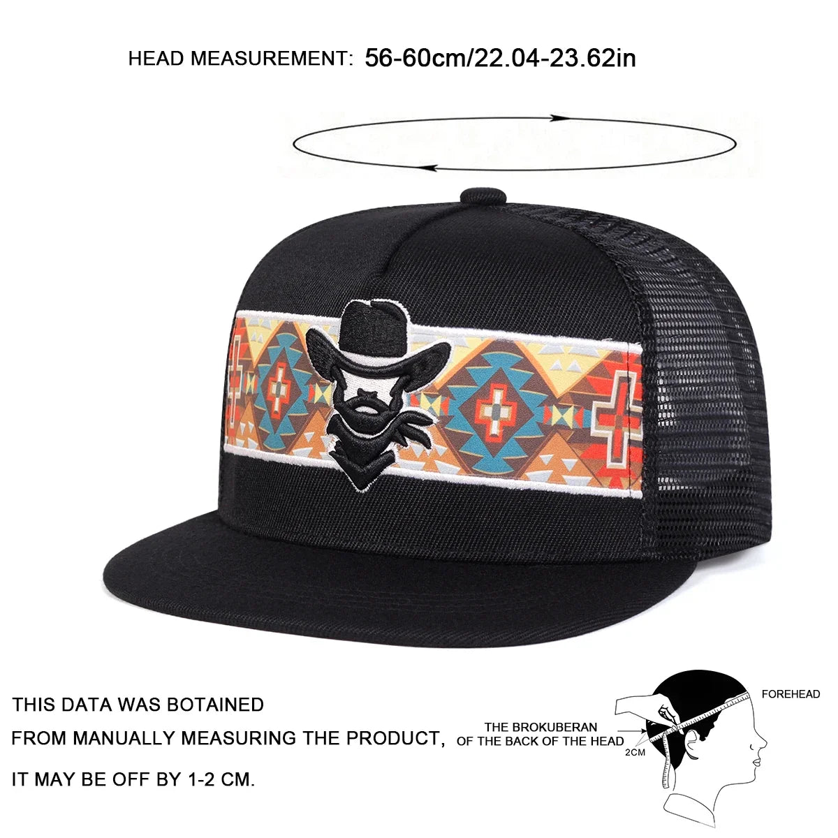 Unisex Western Cowboy Embroidery Hip-hop Net Hats Spring Summer