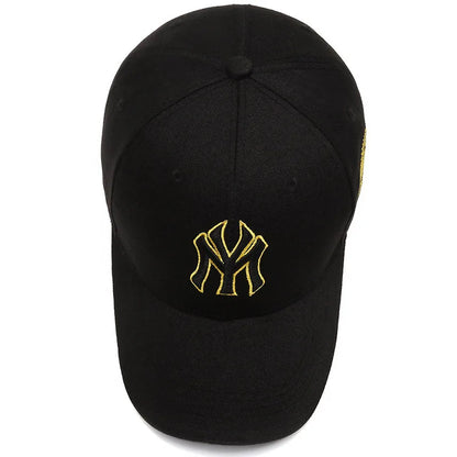 Four Seasons Hats Men Trendy Black Retro Letter Embroidery Baseball Cotton
