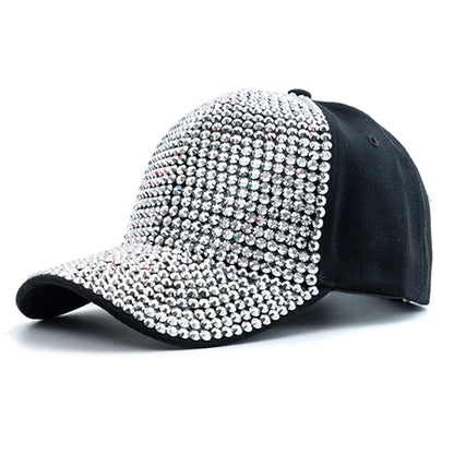 Women Diamond Inlay Cap Simple Plain Baseball Cap Female