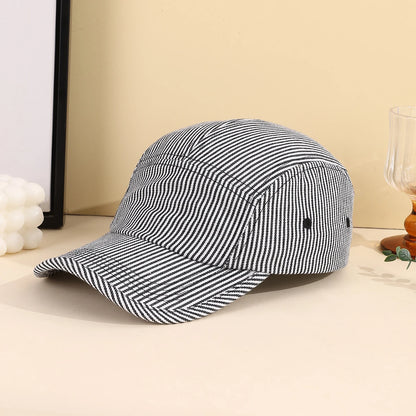 Korean Minimalist Striped Baseball Cap Street Fashion Brand Hip Hop Flat Brimmed Cap