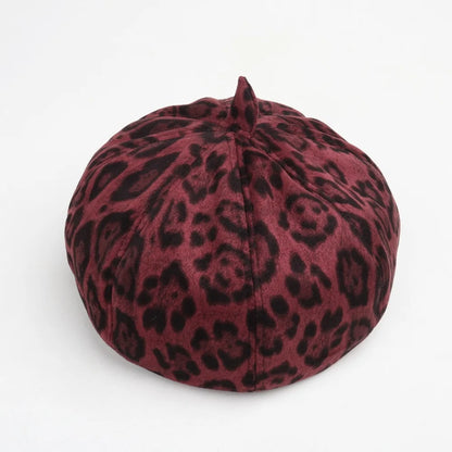 Fashion Leopard Print Beret Women Autumn Winter Thick Warm Hats