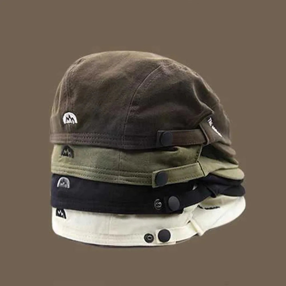 Casual Embroidered Cotton Beret Hat - Vintage Soft Reversible Newsboy Flat Cap