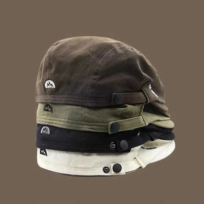 Casual Embroidered Cotton Beret Hat - Vintage Soft Reversible Newsboy Flat Cap