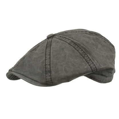Navy Blue Flat Cap Man Vintage Newsboy Cap