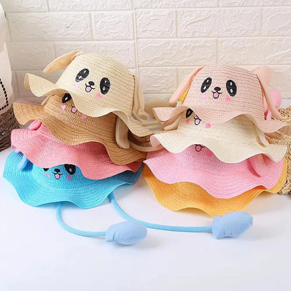Wide Brim Rabbit Straw Hats Breathable Sunscreen Children's Hats