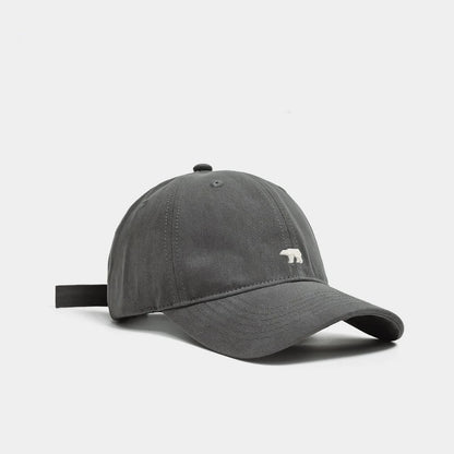 Polar Bear Embroidered Baseball Hat Fashionable Casual Sunshade Versatile Big Head Circumference Sunshade