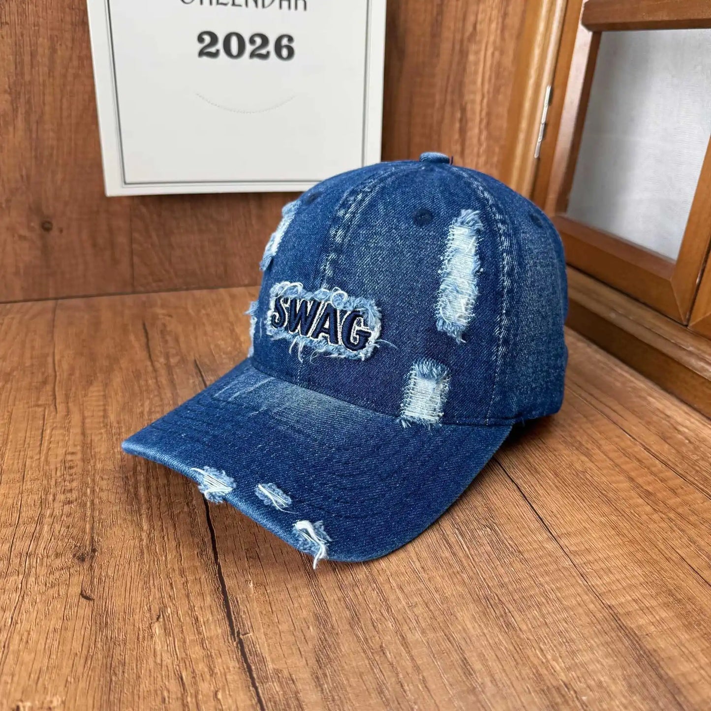 Japanese Retro Washed Denim Letter Embroidered Cap Outdoor Sports Mens