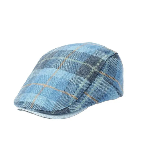 Autumn Polyester Plaid Print Newsboy Caps Flat Peaked Cap