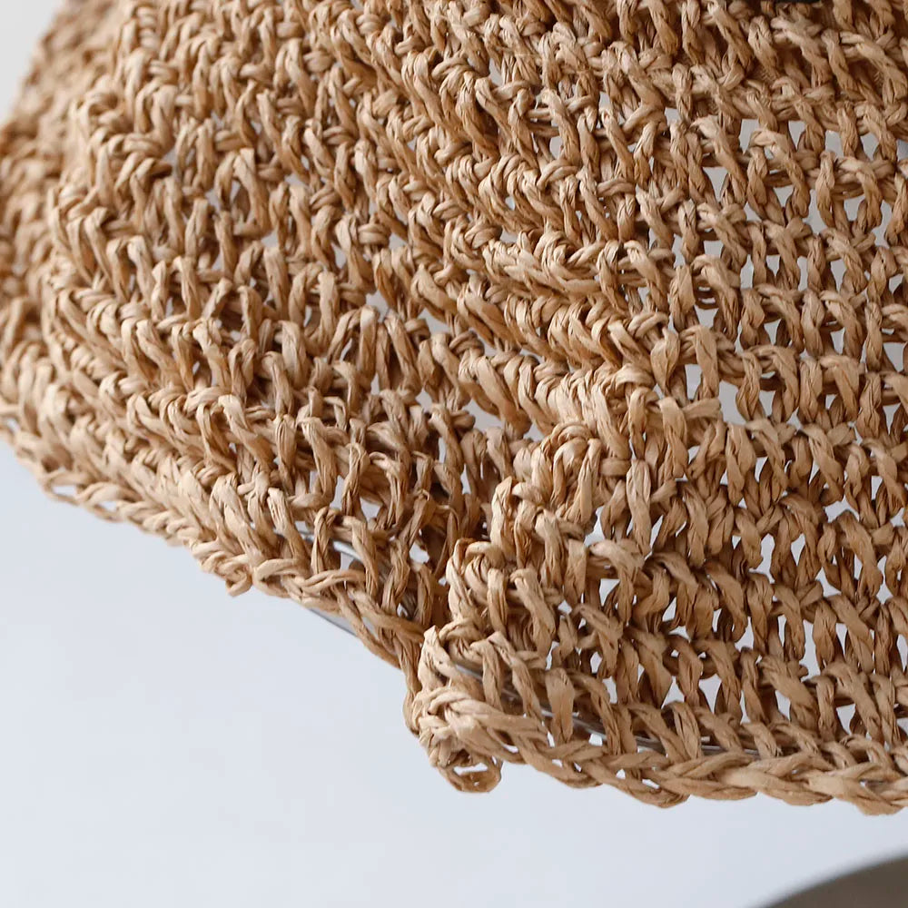 Women Beach Panama Straw Dome Bucket Hat