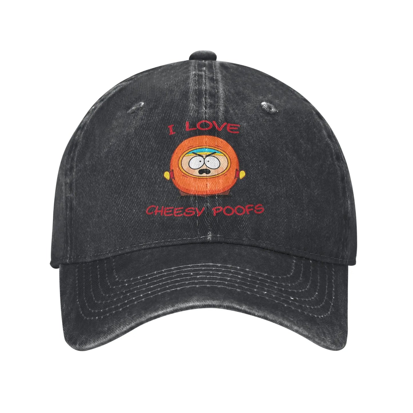 Vintage I Love Cheesy Poofs South-Parks Baseball Cap Unisex Distressed Denim