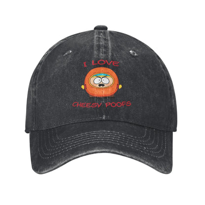 Vintage I Love Cheesy Poofs South-Parks Baseball Cap Unisex Distressed Denim