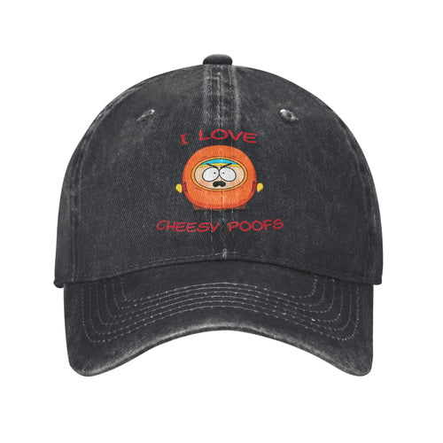 Vintage I Love Cheesy Poofs South-Parks Baseball Cap Unisex Distressed Denim
