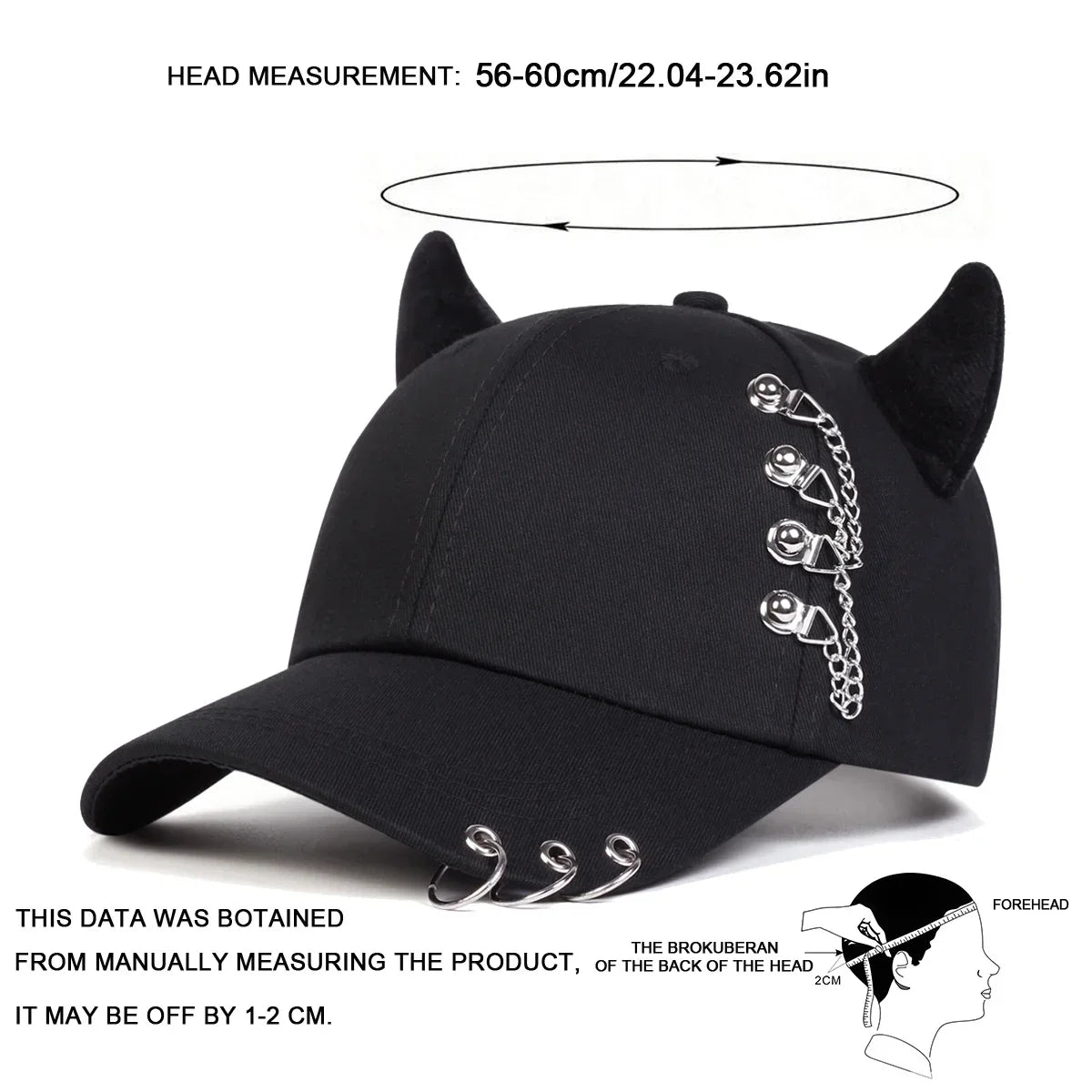 Unisex Circular Lron Ring Cow Horn Personality Baseball Caps Spring Autumn