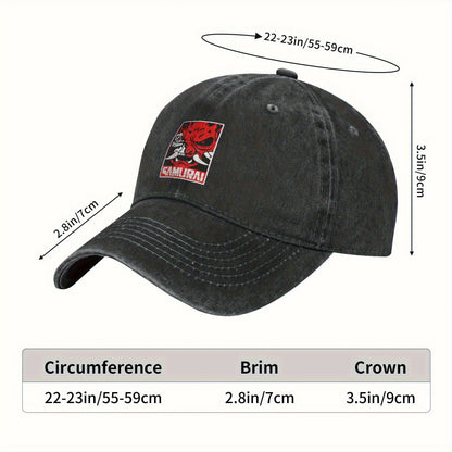 Cyberpunk Samurai Logo Washed Baseball Cap Unisex Casual Daily Outdoor Sun Hat