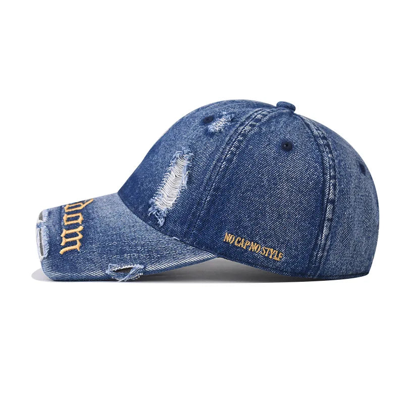 Fashion Denim Baseball Cap Distressed Vintage Cotton
