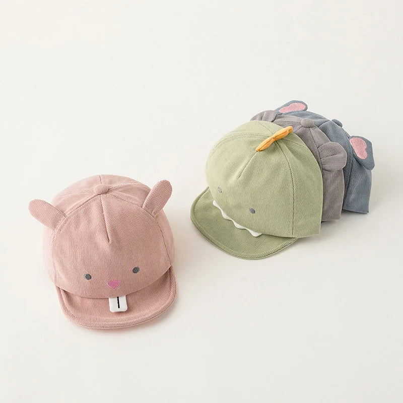 Cute Animal Baby Baseball Cap, Cartoon Dinosaur And Rabbit Baby