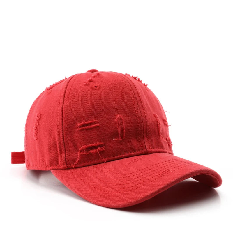 Vintage Distressed Baseball Cap, Casual Adjustable Cotton Hat