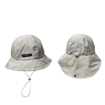 Japanese Drawstring Contrasting Fisherman Hat, Versatile For Outdoor Outings In All Seasons