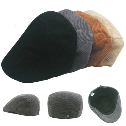 Drop Shipping Autumn And Winter Camel Corduroy Man Ivy Cap Dad Casual Newsboy Hat 56-60cm