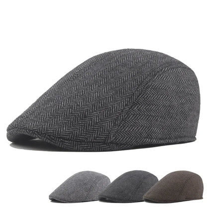 Fashion Berets Men High Quality Autumn Winter Wool Hat Herringbone Flat Cap
