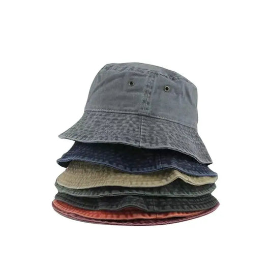 Fashion Women Men Washed Denim Solid Vintage Bucket Hats