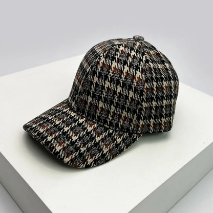 Men Women Woolen Cloth Stripe Check Baseball Caps