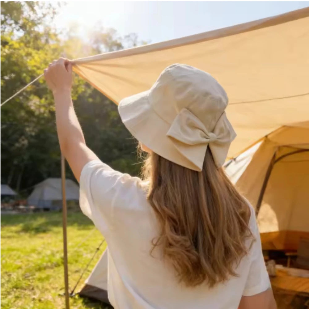 Big Bow Bucket Hat Women Women's Anti-UV Outdoor Bucket Hats