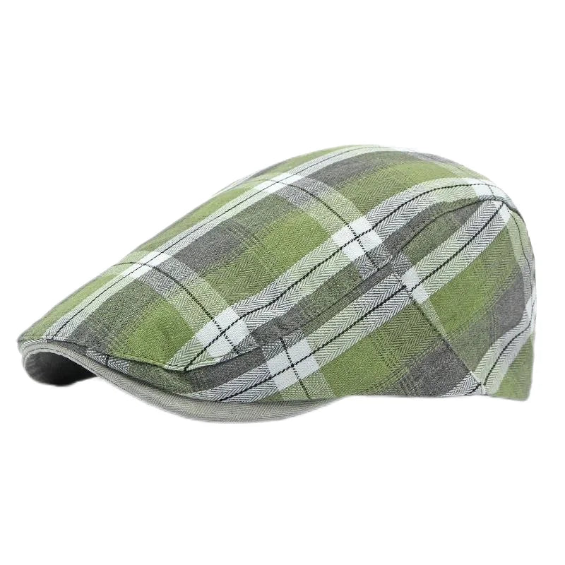 Spring Summer Dopamine Plaid Beret Duck Tongue Forward Hat