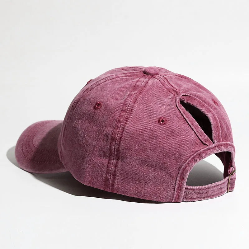 Washed Ponytail Baseball Cap for Women Spring Summer Outdoor Sports Hat
