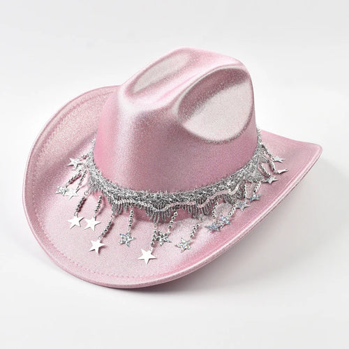 Women Sequin Fedora Hat With Rhinestone Ribbons