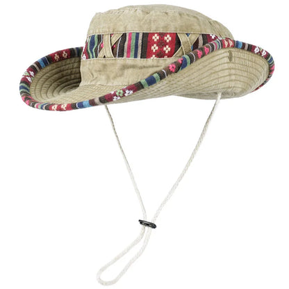 2026 Summer Bucket Hat With Wind Rope Women Man Vintage