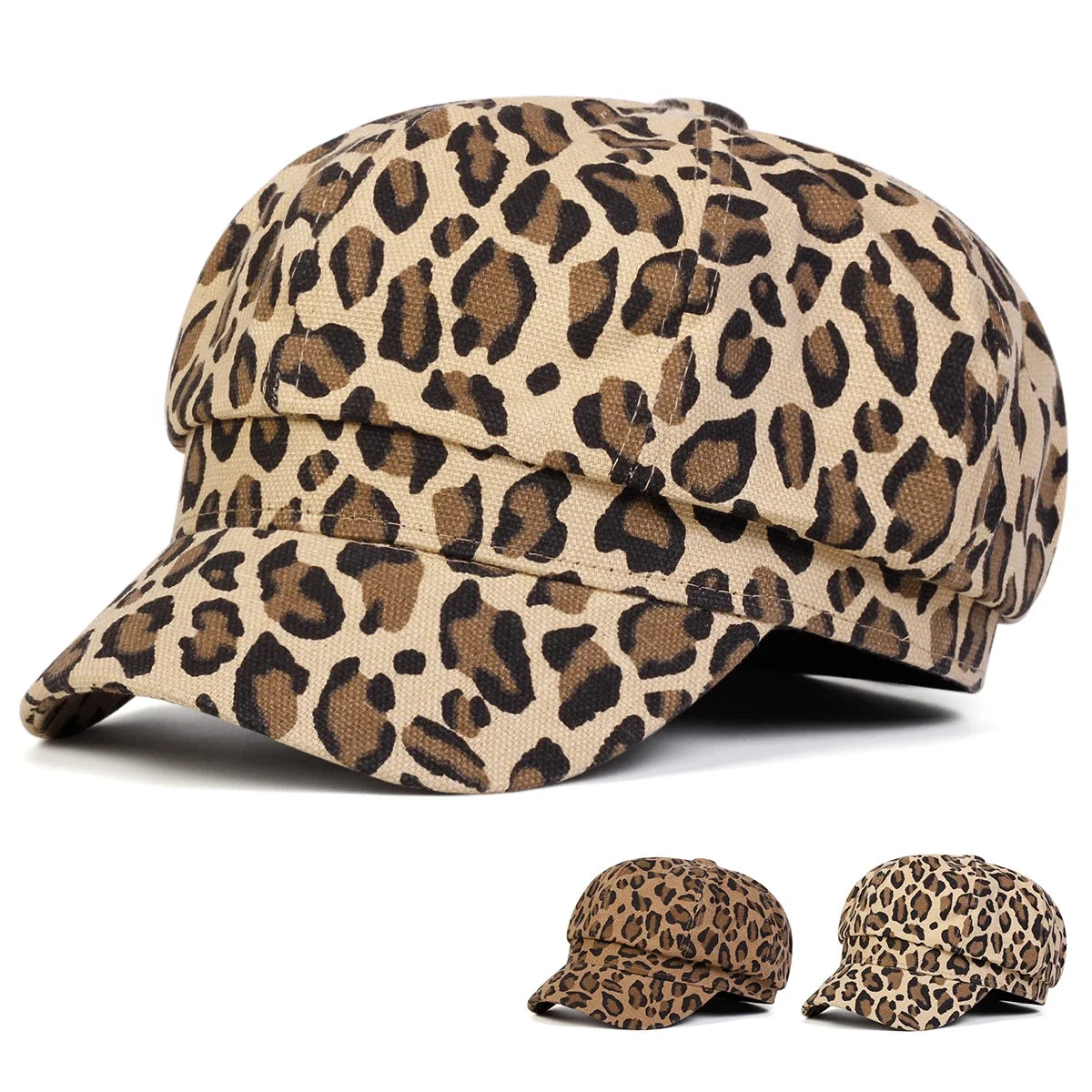 Unisex Leopard Print Personality Newsboy Hat Spring Autumn Retro Beret Hats